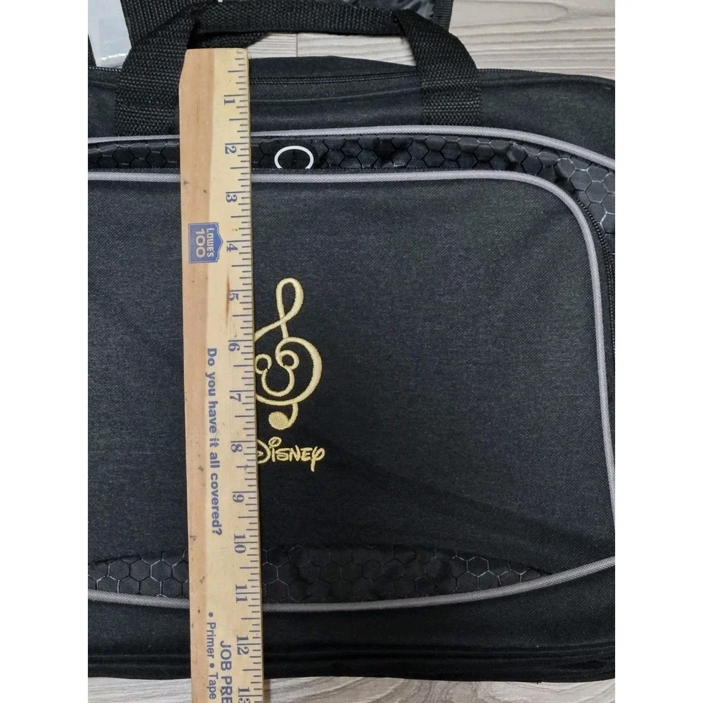 Disney Parks Cast Exclusive Messenger Bag Gold Treble Clef Laptop Black NEW